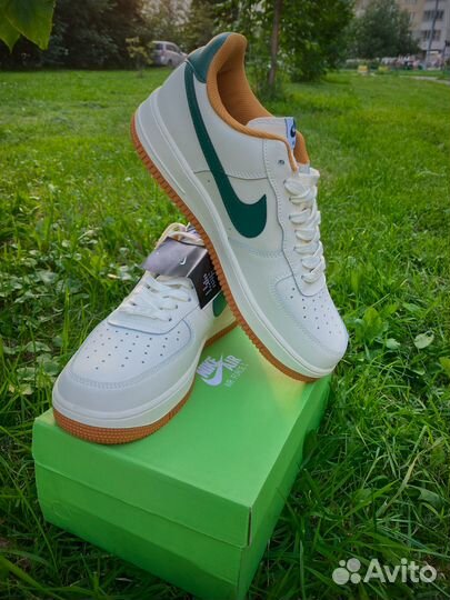 Кроссовки nike AIR force 1 LOW white green brown