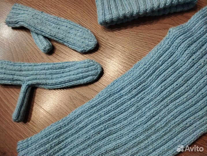 Комплект шапка снуд варежки