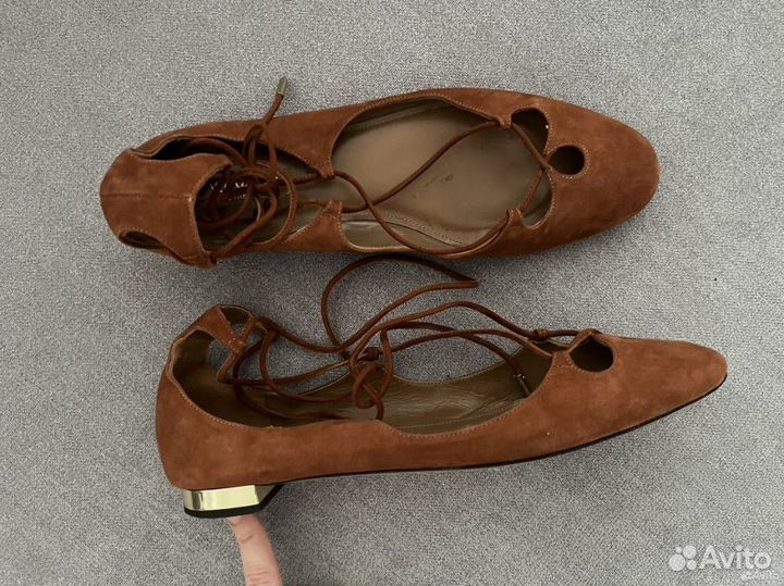 Aquazzura Dancer балетки кожаные 40 бохо