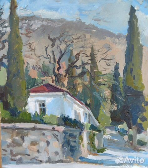 Картина: Южный пейзаж, Картон/Масло, 28х25