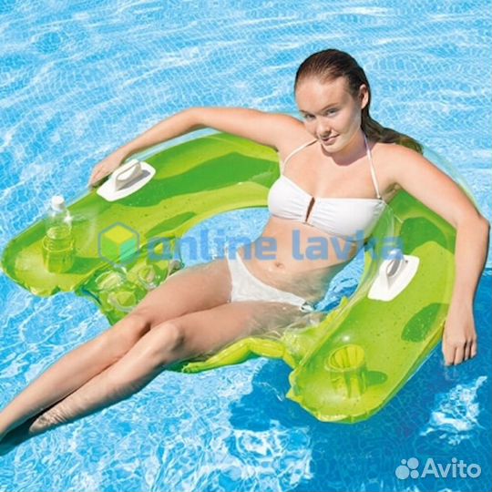 Надувное кресло Бумеранг с подстаканниками 152 * 9