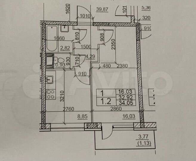 1-к. квартира, 34,1 м², 6/11 эт.