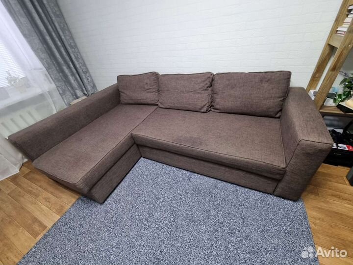 Угловой диван (угол меняется) , ширина 240, глубина 150, высота 66 , б/у ,материал - Ткань , цвет Коричневый купить в Инском