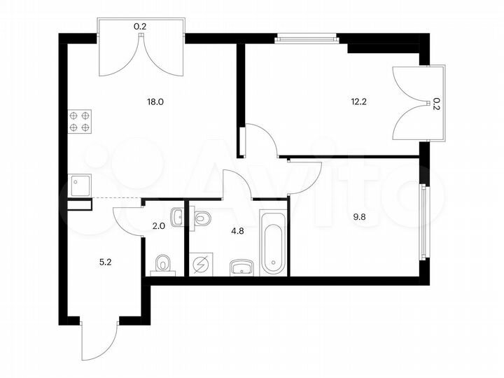 2-к. квартира, 52,4 м², 9/32 эт.