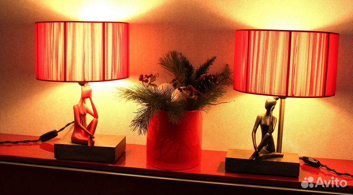 Лампа настольная с абажуром винтаж