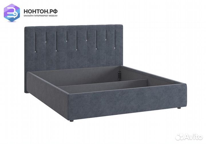 Кровать Кристи 2 1.6 м серо-синяя