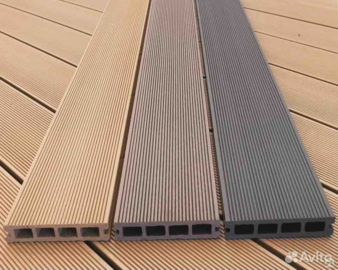 Террасная доска дпк полнотелая графит