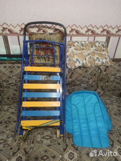 Санки детские на колесах + чехол