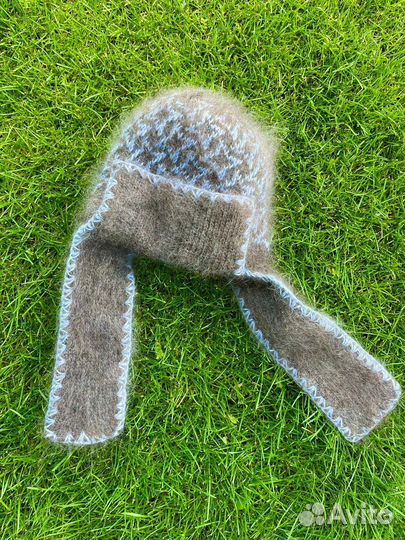 Шапка ушанка двойная из козьего пуха