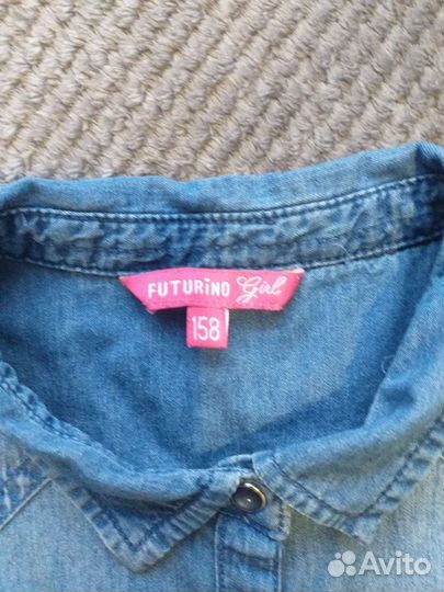 Джинсовая рубашка для девочки р. 158