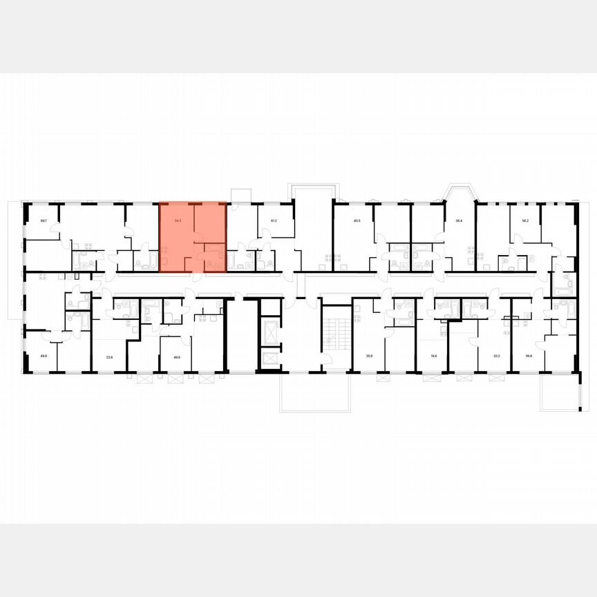 1-к. квартира, 34,3 м², 2/17 эт.