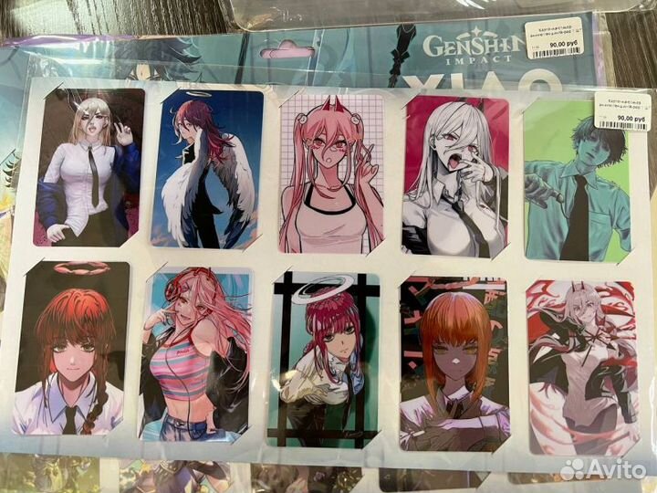 Карточка-стикер аниме\геншин\k-pop 1 шт