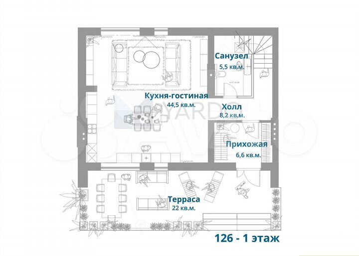 Таунхаус 126 м² на участке 2,5 сот.