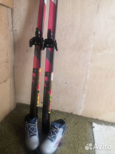 В хорошем состоянии, лыжи 130,ботинки 32