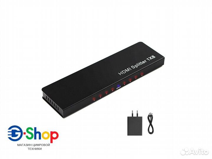 Сплиттер hdmi 1x in на 8x out Активный 4K