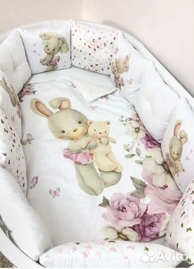 Бортики в детскую кроватку для девочки