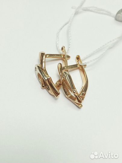 Серьги с синтетическим камнем Золото