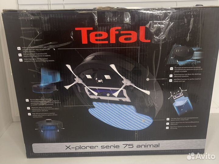 Робот пылесос tefal X-plorer 75 animal rg7675wh