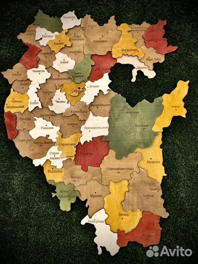 Карта Башкортостана из дерева