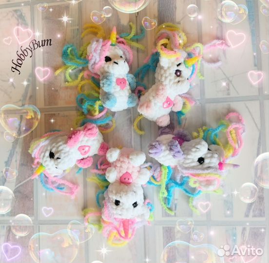 Вязаная игрушка пони единорожка брелок