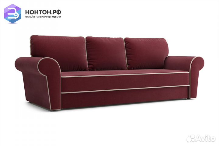 Диван еврокнижка Прованс 3-х местный бордовый