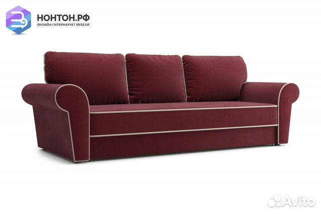 Диван еврокнижка Прованс 3-х местный бордовый