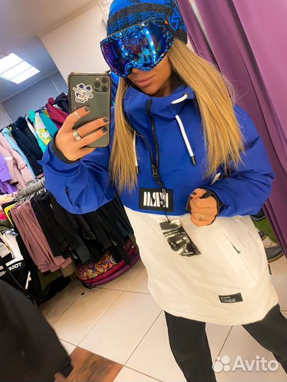 Анорак горнолыжный\сноубордический синий