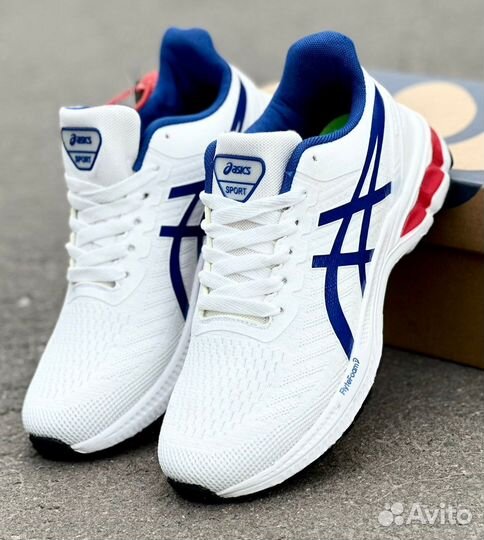 Кроссовки asics мужские, сетка. Белые и синие, 2 р