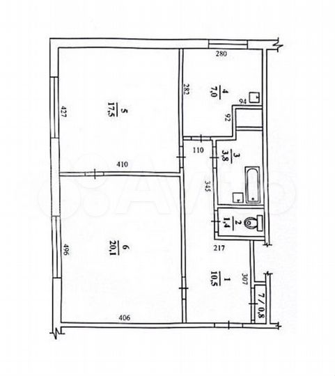 2-к. квартира, 61,1 м², 1/2 эт.