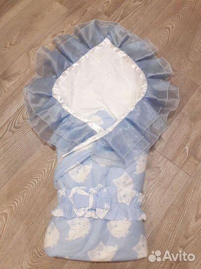Конверт - одеяло, резинка с бантом.Вкладыш с рюшей