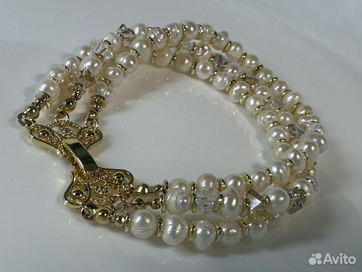 Браслет из жемчуга и австрийского хрусталя