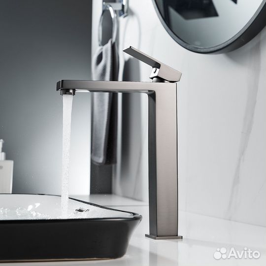 Смеситель для раковины Shevanik S9611T, оружейная сталь