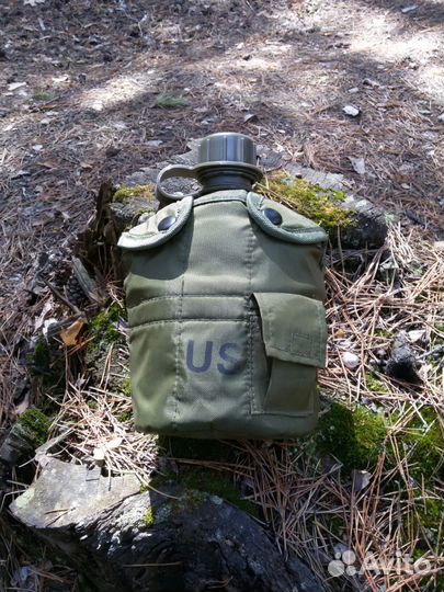 Фляга RUS. С кружкой. Разные цвета