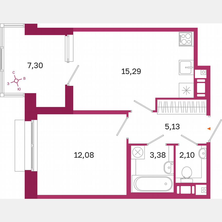 1-к. квартира, 41,6 м², 5/10 эт.