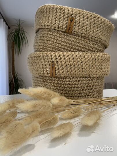 Корзины из джута крючком