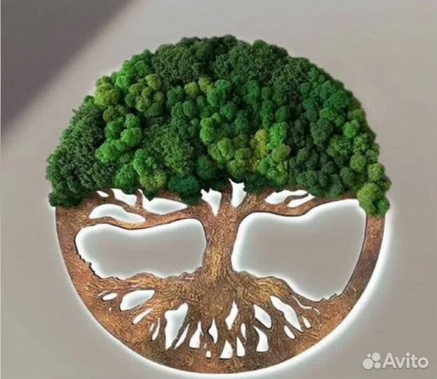 Ночник панно картины декор мох стабилизированный