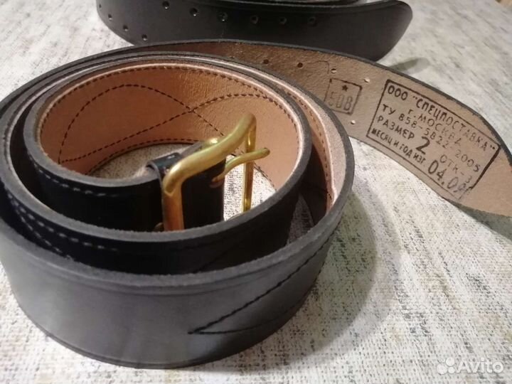 Ремень офицерский кожаный, новый, черного цвета