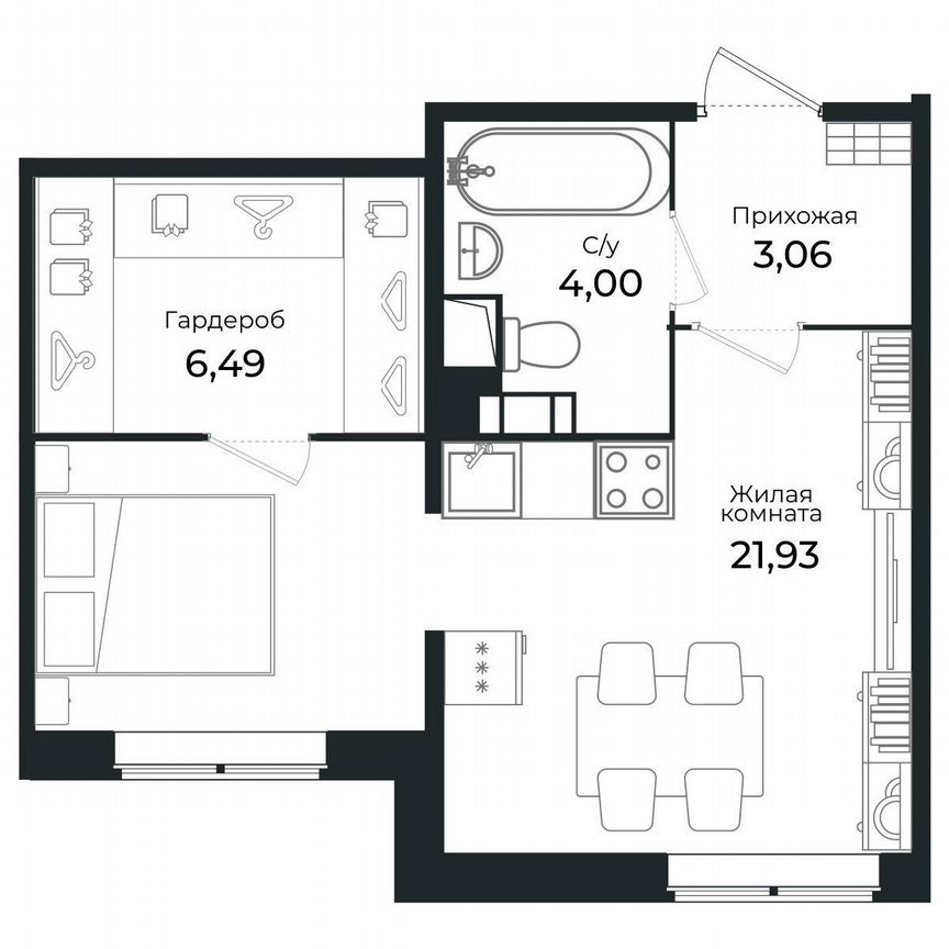 Квартира-студия, 34,8 м², 1/8 эт.