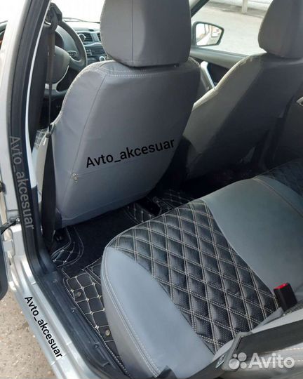 Чехлы Лада Гранта фл - Веста Черно-серые