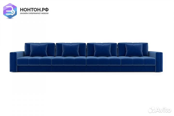 Диван прямой тик-так Монарх темно-синий