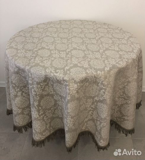 Скатерть круглая 172см, полульняная -№30