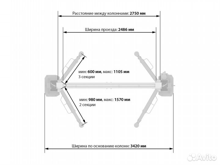 Подъемник двухстоечный Launch TLT-245AT (L)