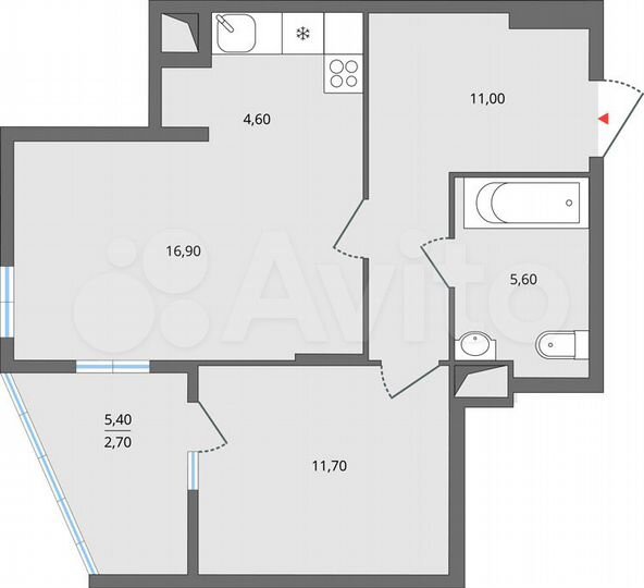 2-к. квартира, 53,4 м², 25/25 эт.