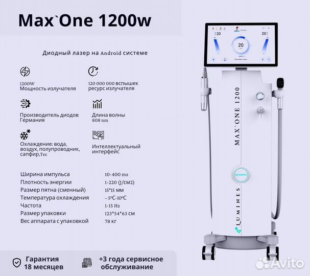 Диодный лазер для эпиляции Люминес’ Max’One 1200W