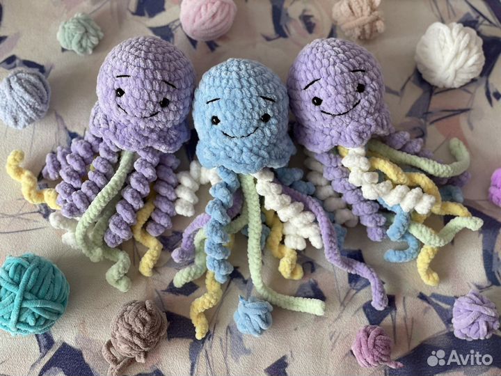 Медуза Тактильная вязаная для малышей
