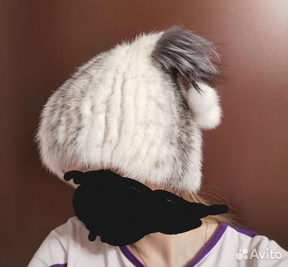 Шапка из вязаной норки