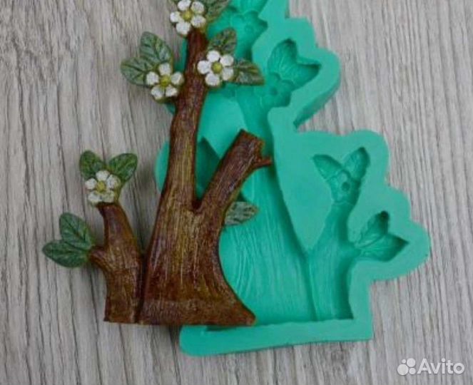 Силиконовая форма дерево с цветами маленькое