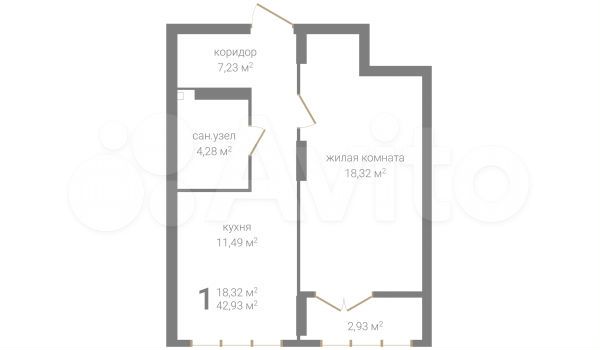 1-к. квартира, 42,9 м², 14/23 эт.