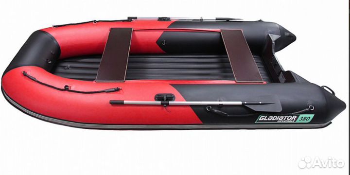 Надувная лодка gladiator E380S красно/черная