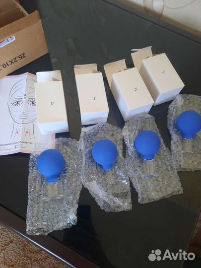 Вакуумные массажные банки для лица 4шт